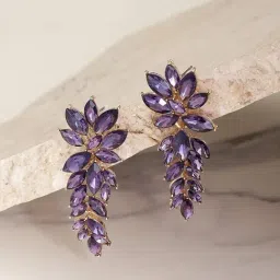 YouBella Crystal Gold-Plated Purple Dangler Earrings for Women-6