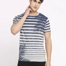 Being Human Grey & Blue Regular Fit Striped T-Shirt-picture-43