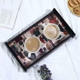 Wonderchef Casablanca Brown Engineered Wood Abstract Tray (Small)-image-4