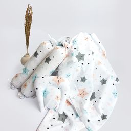 Yellow Doodle Twinkly Stars Cot Bedding Set - Grey-image-30