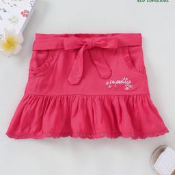 Babyoye Eco-Conscious Rayon Twill Knee Length Skirt Text Print - Pink-image-57