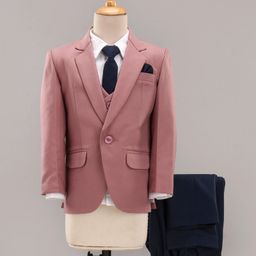 Robo Fry Full Sleeves Party Suit With Waistcoat & Tie - Peach-image-33