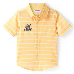 Babyhug Cotton Woven Half Sleeve Regular Collar Stripe Shirt - Yellow-image-4