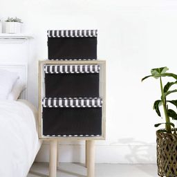 PRETTY KRAFTS Storage box,Toy Organizer,Storage organizer with Transparent Lid Set of 3, Black Stripes-6