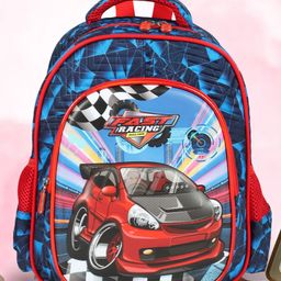 NOVEX SNUG-ON Racing Car Printed Kids School Bag For Boys/Kids Backpack - (Red, 12 Inch)-image-45
