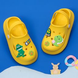 Yellow Bee Rubber Dinosaur Applique Detailed Slingback Clogs - Yellow-picture-12