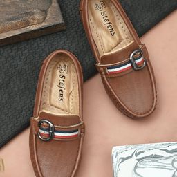 Stefens Synthetic Self Design Loafers - Tan-image-89