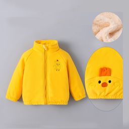 Kookie Kids Full Sleeves High Neck Front Open Padded Quilted Jacket with Duck Print & Applique - Yellow-image-67