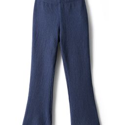Kookie Kids Cotton Lycra Knit Full Length Solid Wide Leg Legging With Rib - Navy Blue-image-88