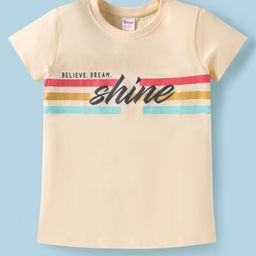Tango Single Jersey Knit Half Sleeves T-Shirt With Live Dream Shine Text Print- Cream-image-94