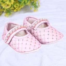 Coco Candy Pearls & Stones Embellished Velcro Closure Booties - Pink-image-38