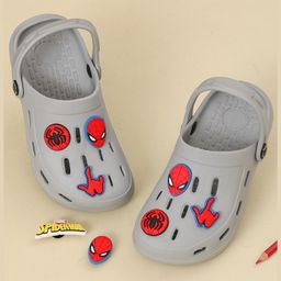 Marvel by Yellow Bee Perforated Clogs With Avengers Featuring Spiderman Charms - Grey-image-28