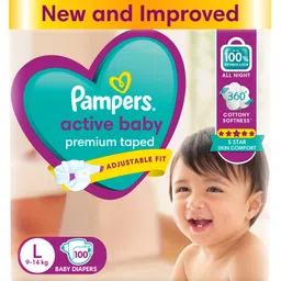 Pampers Active baby Tape Style Baby Diapers Large Size | Adjustable Fit with 5 Star Skin Protection Diapers - 100 Pieces-picture-43