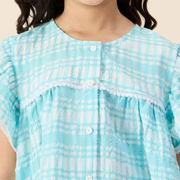 Stylo Bug Checked Flutter Sleeve Crepe Top image 4