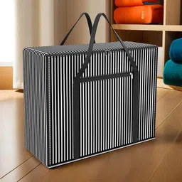 Kuber Industries Black & White Striped Regular Multi-Utility Organiser-18