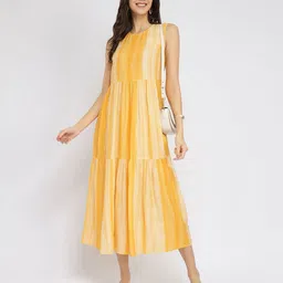 Pink Fort Women Rayon Striped Play Tiered Dress-image-15