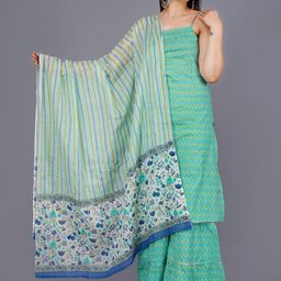 Cloth Bites Floral Printed Regular Pure Cotton Straight Kurta with Sharara & Dupatta-image-47