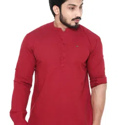 Twist99 Mandarin Collar Roll-Up Sleeves Cotton Casual Shirt-image-35