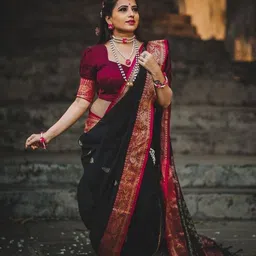SHOP DROP Ethnic Motifs Zari Pure Silk Banarasi Saree-image-2