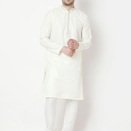 Ethnicity Floral Embroidered Thread Work Mandarin Collar Straight Kurta-image-74
