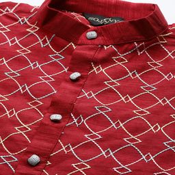 SOJANYA Men Embroidered Regular Thread Work Kurta with Churidar image 2
