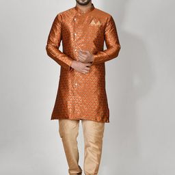 RANAK Floral Woven Design Mandarin Collar Straight Kurta With Churidar-image-69