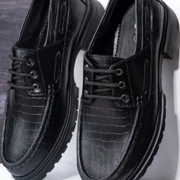Styli Men's Black Boat Shoes-image-51