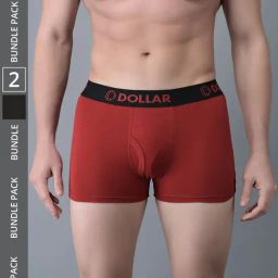 Dollar Bigboss Assorted Cotton Regular Fit Trunks - Pack Of 2-image-99