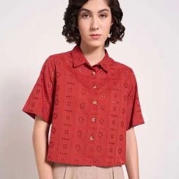 Akkriti by Pantaloons Red Self Pattern Shirt-image-48