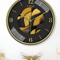 RANDOM Yellow & Black Printed Round Contemporary Wall Clock-26