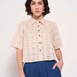 Akkriti by Pantaloons White Self Pattern Shirt-image-91