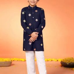 Fashion Dream Boys Blue Embroidered Kurta and Pyjama-picture-42