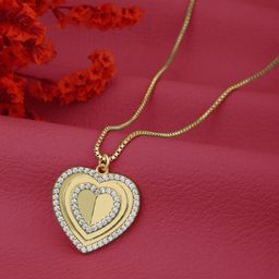Carlton London 18kt Gold Plated CZ Heart Pendant with Chain-image-51
