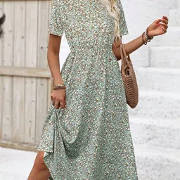 StyleCast x Revolte Floral Printed Fit and Flare Midi Dress-image-85