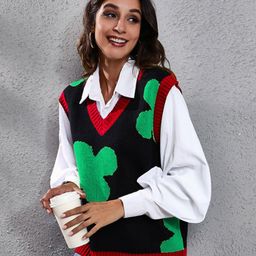 Oh Rare Women Floral Printed Sweater Vest-image-34
