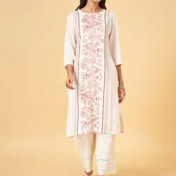 Rangmanch by Pantaloons White & Red Printed Straight Kurta-image-98