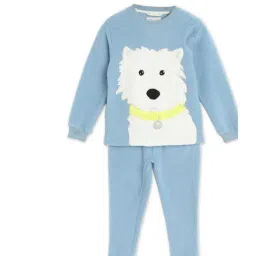 Cherry Crumble by Nitt Hyman Kids Sky Blue Applique Calm Puppy Winter Nightsuit-image-84
