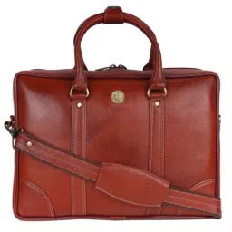 HiLEDER 100% Pure Genuine Premium NDM Leather Briefcase Laptop Messenger Satchel Office Bag, Tan-39