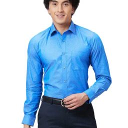 Raymond Blue Slim Fit Self Design Shirt-image-36
