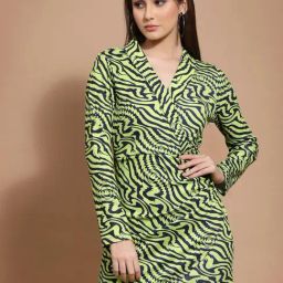 KASSUALLY Green Printed Bodycon Dress-image-64