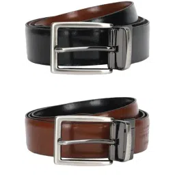 Louis Philippe Black & Brown Solid Reversible Belt For Men-image-90