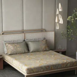 DDecor Ethnic Beige 136 TC Cotton King Bedsheet with 4 Pillow Covers-image-64