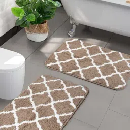 Saral Home Beige Microfibre Bathmats - Set of 2-image-22