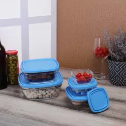 Duralex Freshbox Clear Square 5 pcs Set + Blue Lid (9015AS)-28