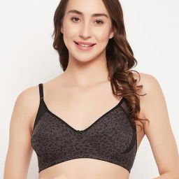 Clovia Grey Cotton Printed Full Coverage Bra-image-88