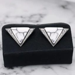 crash.club By CKC Triangular Radiance Silver Stud Earrings-image-19