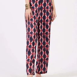 Fablestreet Navy & Pink Plain Flared Pants-image-58