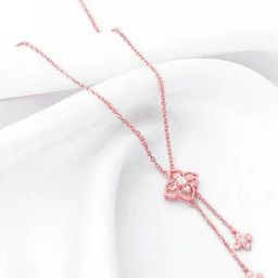 GIVA 925 Silver Rose Gold Artsy Floral Pendant with Chain-image-64