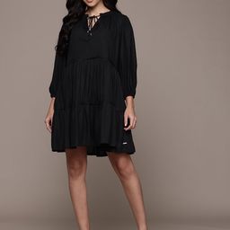 Nautica Tie-Up Neck Mini Tiered Dress-picture-28