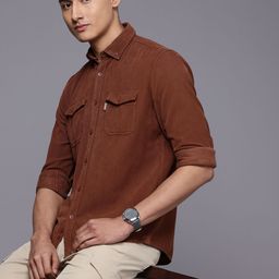 Louis Philippe Jeans Pure Cotton Slim Fit Corduroy Casual Shirt-image-77